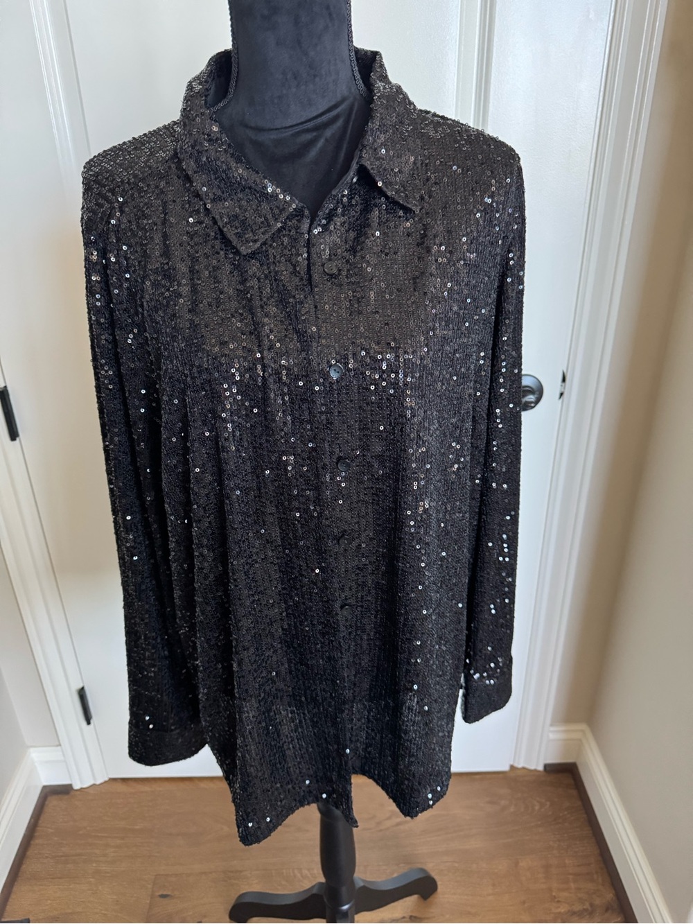 Isaac Mizrahi Sequin Button-Up Shirt